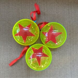 Set of Three Disney Pixar Ball Ornaments/Container
